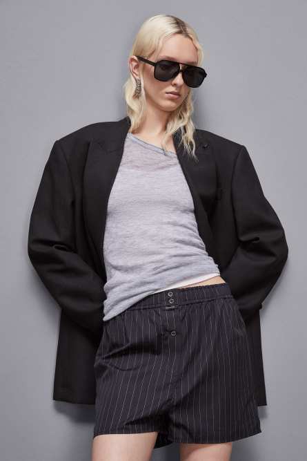 Fabric boxer shorts with buttons, Black, Patrizia Pepe