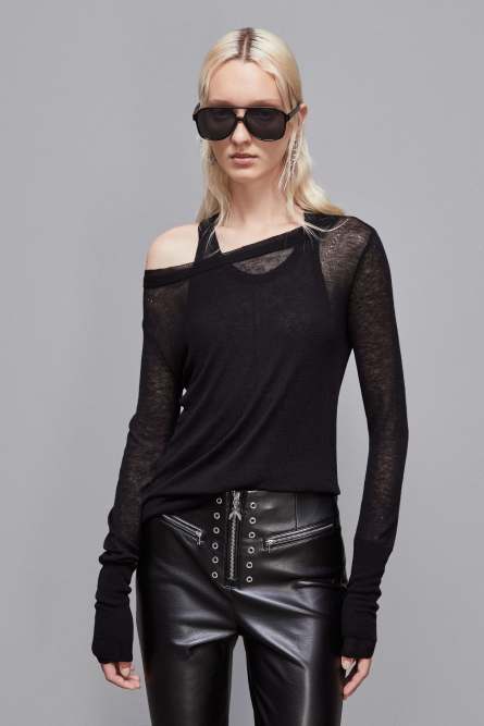 Essential long-sleeved wool sweater, Black, Patrizia Pepe