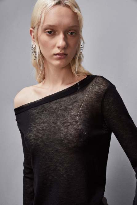 Essential long-sleeved wool sweater, Black, Patrizia Pepe