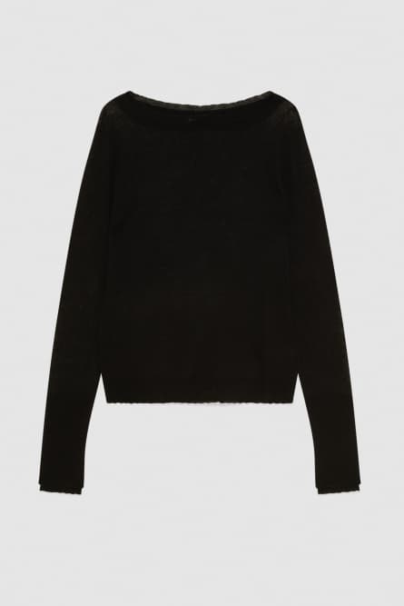 Essential long-sleeved wool sweater, Black, Patrizia Pepe