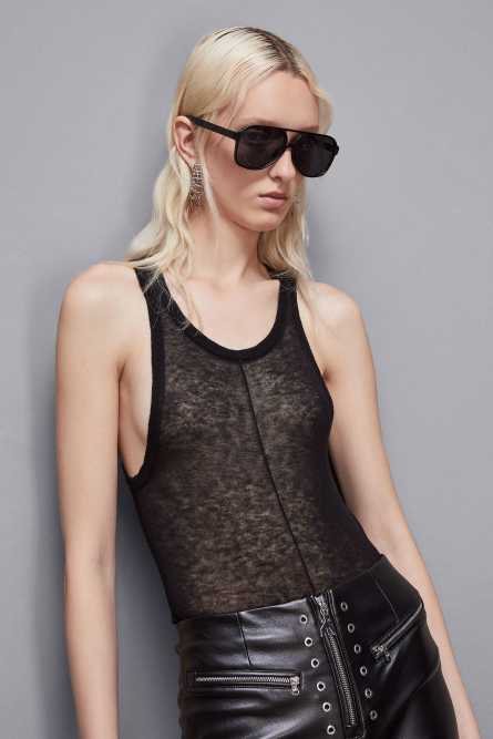 Essential wool sleeveless top, Black, Patrizia Pepe