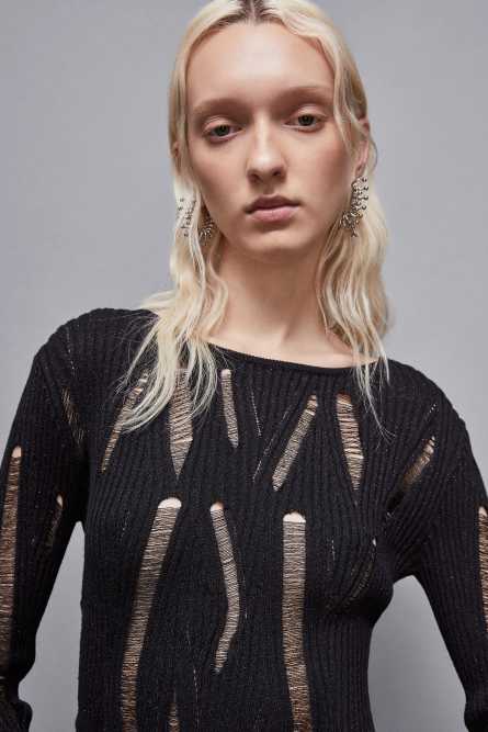 Essential long-sleeved sweater, Black, Patrizia Pepe