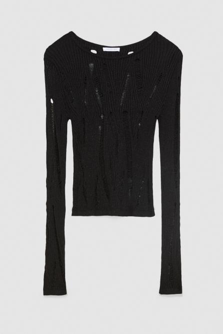 Essential long-sleeved sweater, Black, Patrizia Pepe