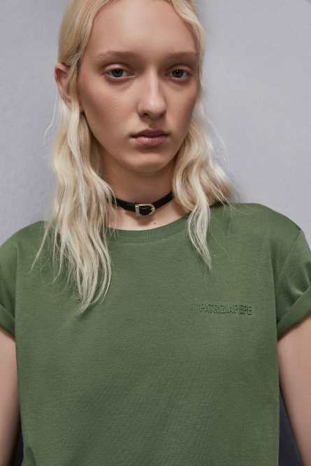 T-shirt with logo, Green, Patrizia Pepe