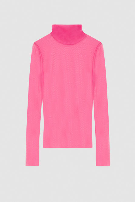 Stretch tulle turtleneck, Pink, Patrizia Pepe