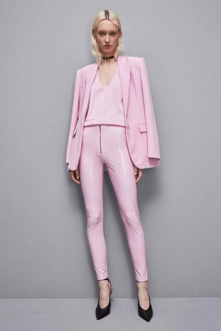 High-waisted faux leather leggings, Pink, Patrizia Pepe