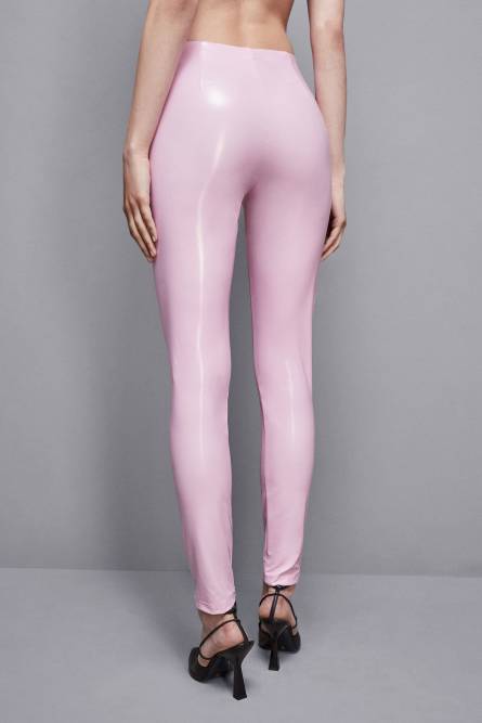 High-waisted faux leather leggings, Pink, Patrizia Pepe