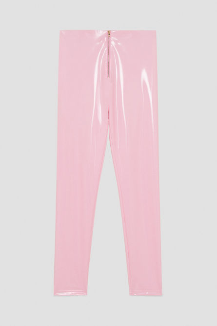 High-waisted faux leather leggings, Pink, Patrizia Pepe