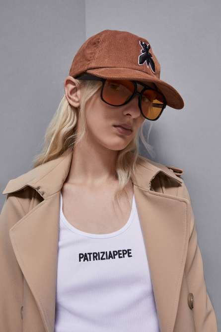 Baseball Cap aus Baumwolle, Beige, Patrizia Pepe