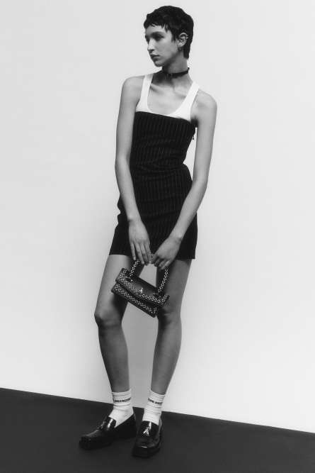 Pinstripe mini bustier dress, Black, Patrizia Pepe