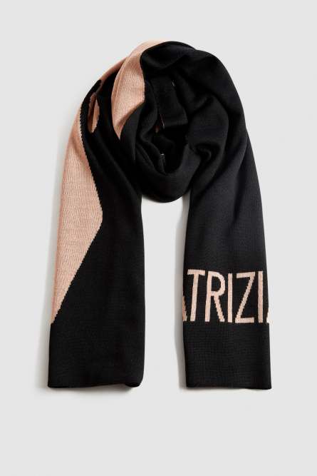 Schal aus Wollmischung, Schwarz, Beige, Patrizia Pepe