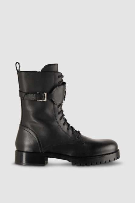 Rangers en cuir zippées, Noir, Patrizia Pepe