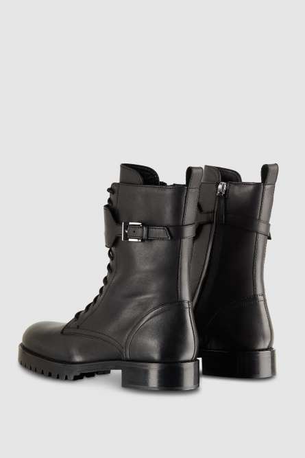 Rangers en cuir zippées, Noir, Patrizia Pepe