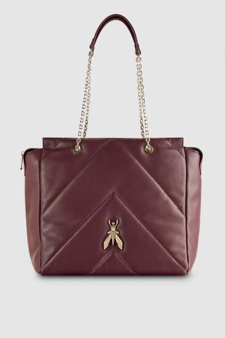 Leather bucket bag with zipper, Purple, Patrizia Pepe