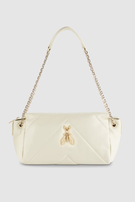 Quilted leather shoulder bag, White, Patrizia Pepe
