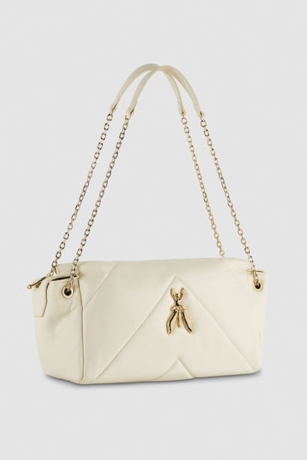 Quilted leather shoulder bag, White, Patrizia Pepe