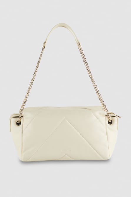 Quilted leather shoulder bag, White, Patrizia Pepe