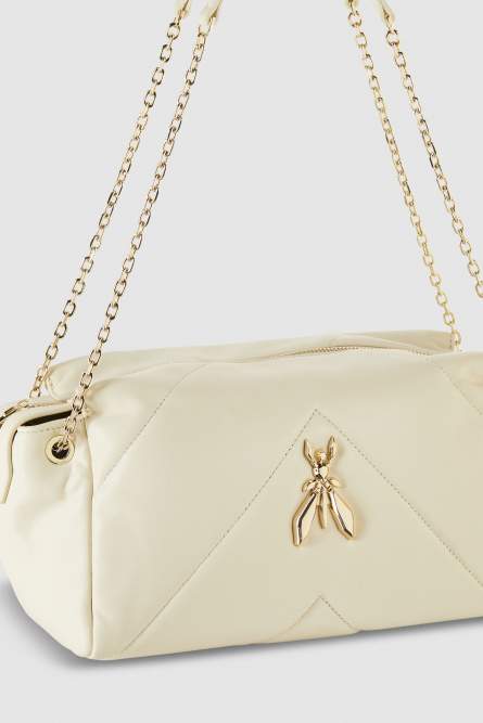 Quilted leather shoulder bag, White, Patrizia Pepe