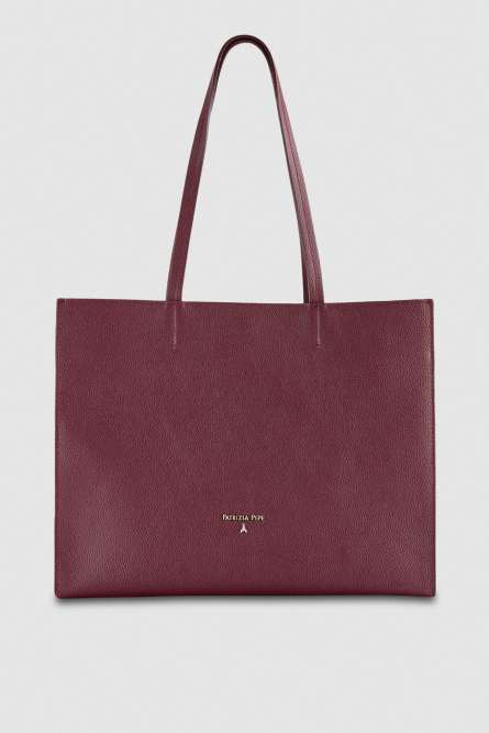 Hammered leather shopping bag, Purple, Patrizia Pepe