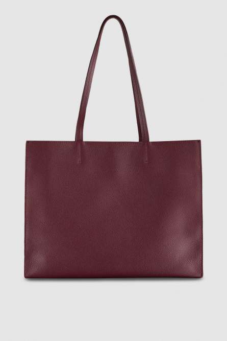Hammered leather shopping bag, Purple, Patrizia Pepe
