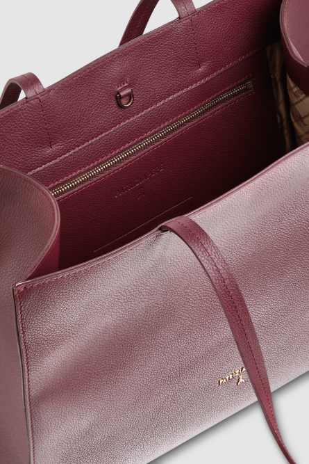Hammered leather shopping bag, Purple, Patrizia Pepe