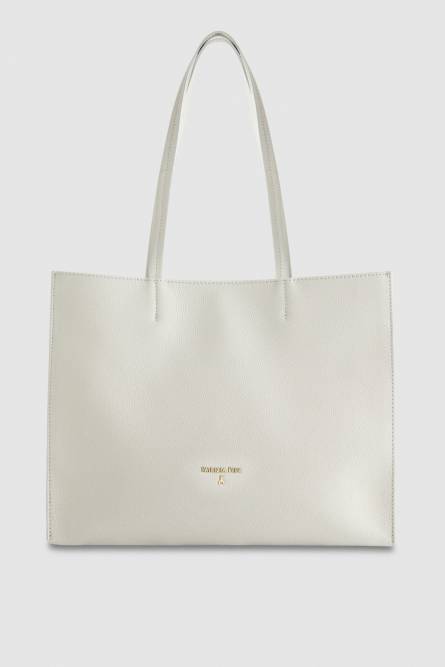 Hammered leather shopping bag, Grey, Patrizia Pepe