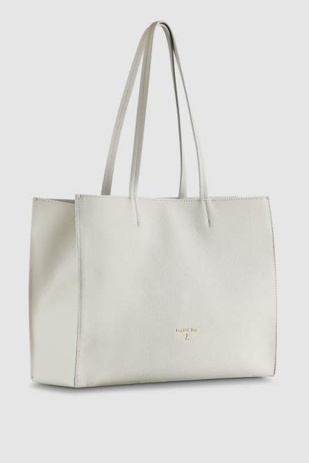 Hammered leather shopping bag, Grey, Patrizia Pepe