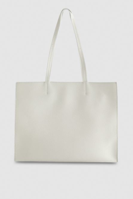 Hammered leather shopping bag, Grey, Patrizia Pepe