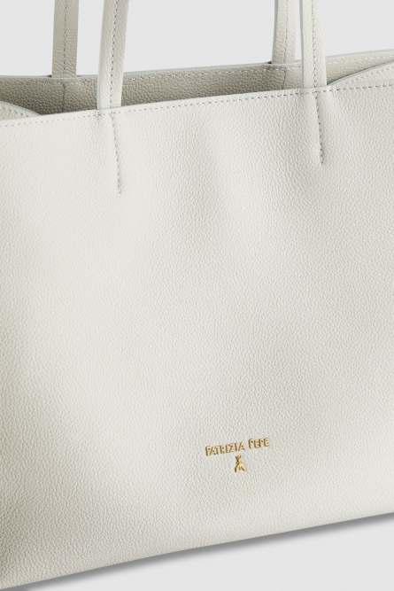 Hammered leather shopping bag, Grey, Patrizia Pepe