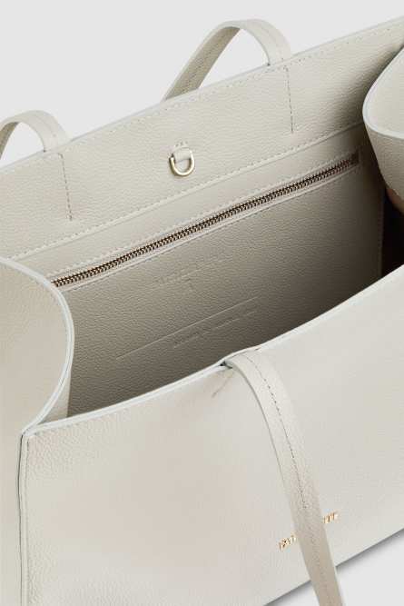 Hammered leather shopping bag, Grey, Patrizia Pepe