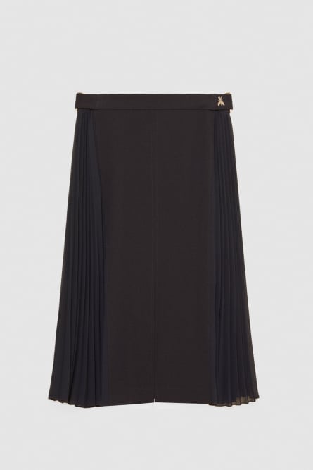 Falda midi de gabardina de talle alto, Azul