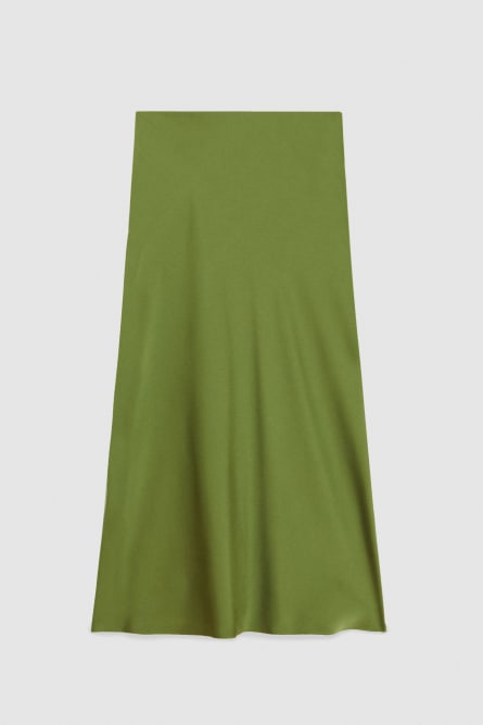 Shiny satin midi skirt, Green, Patrizia Pepe