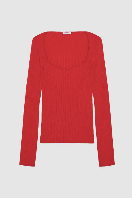 Viscose blend ribbed sweater, Red, Patrizia Pepe