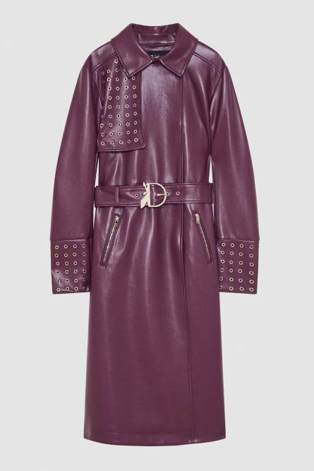 Trench coat with metal eyelets, Red, Patrizia Pepe