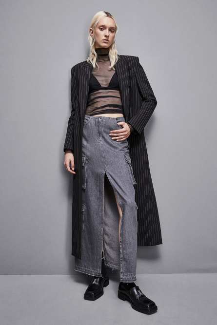 Falda vaquera larga gris, Gris