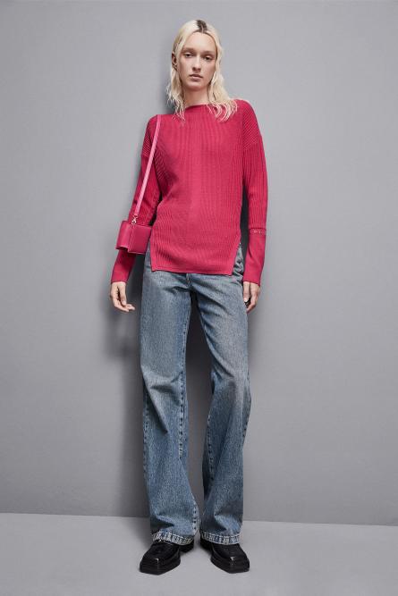 Essential ribbed knitting sweater, Pink, Patrizia Pepe