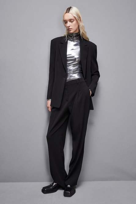 Laminated jersey turtleneck, Silver, Patrizia Pepe