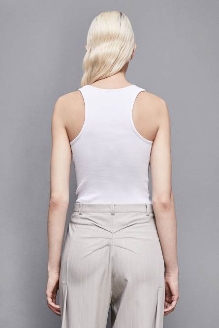 Ribbed cotton top, White, Patrizia Pepe