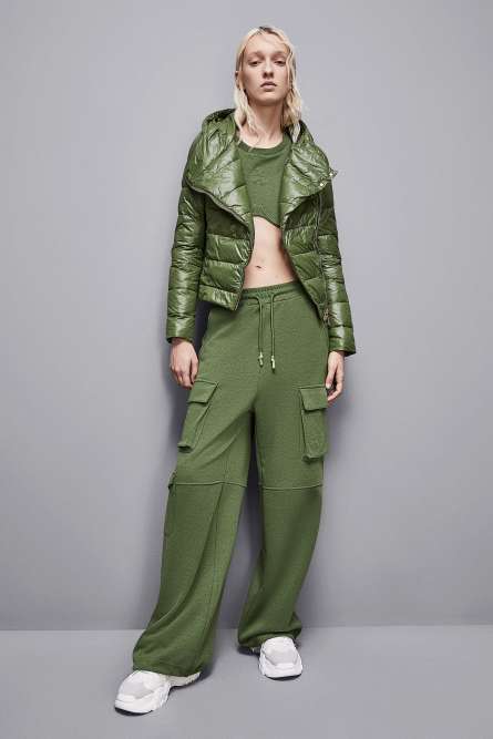 Doudoune à capuche en nylon down proof, Vert, Patrizia Pepe
