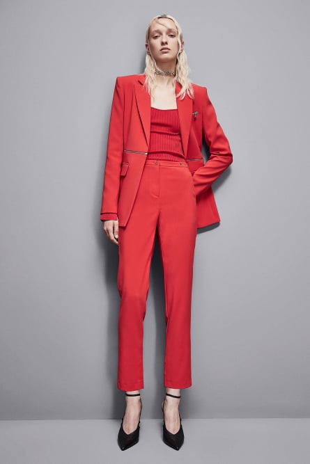 Essential crepe cigarette pants, Red, Patrizia Pepe