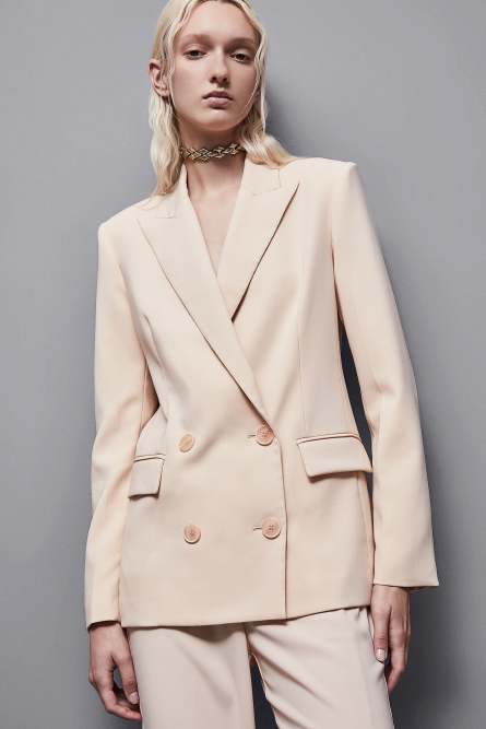Essential crepe double-breasted blazer, Beige, Patrizia Pepe