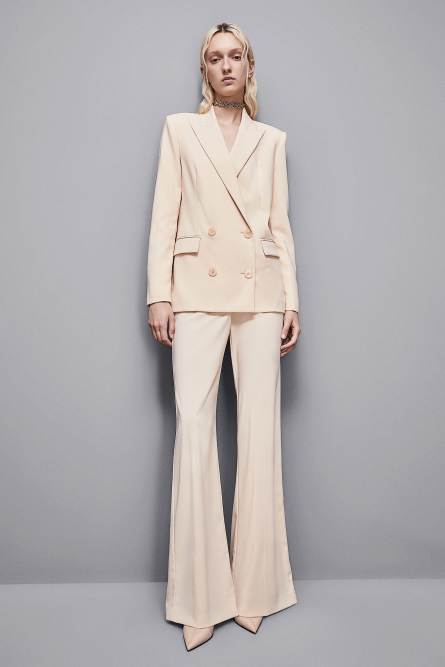 Essential crepe double-breasted blazer, Beige, Patrizia Pepe