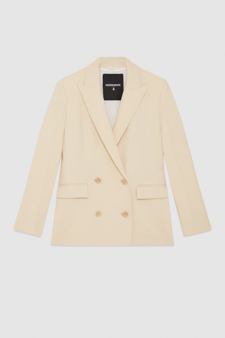 Essential crepe double-breasted blazer, Beige, Patrizia Pepe