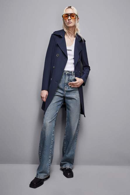 Trench, Blue, Patrizia Pepe