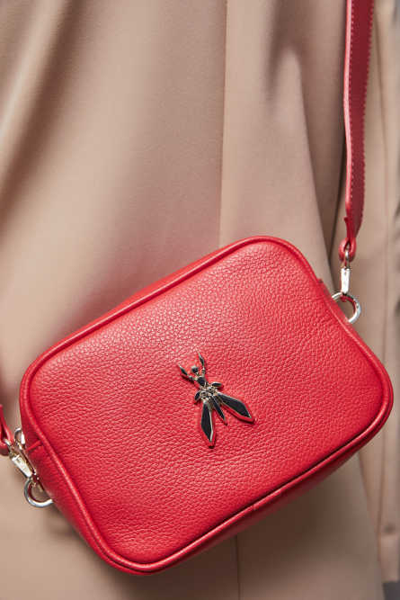 Fly Camera leather shoulder bag, Red, Patrizia Pepe
