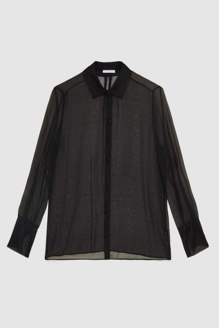 Silk chiffon over shirt, Black, Patrizia Pepe