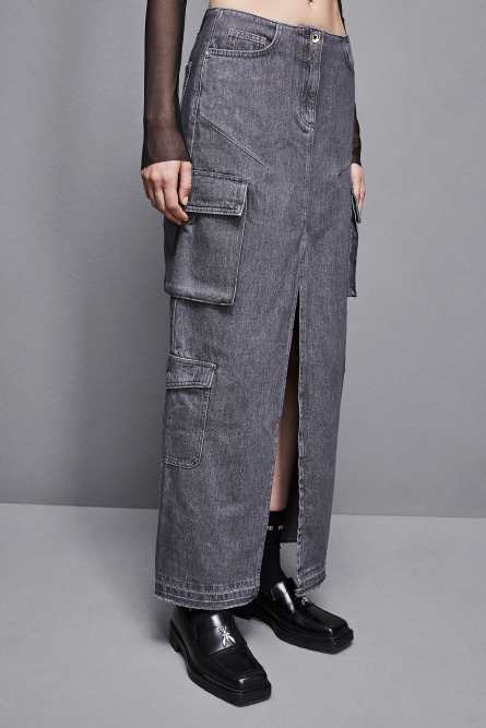 Falda vaquera larga gris, Gris