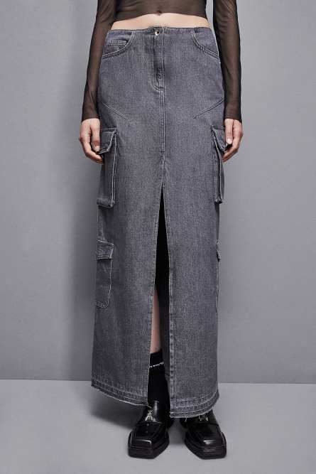 Falda vaquera larga gris, Gris