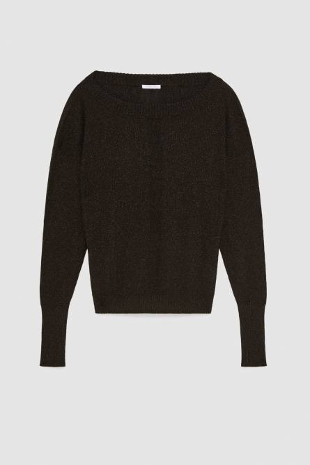 Essential lurex ribbed sweater, Black, Patrizia Pepe