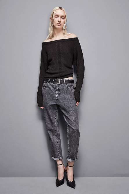 Essential lurex ribbed sweater, Black, Patrizia Pepe
